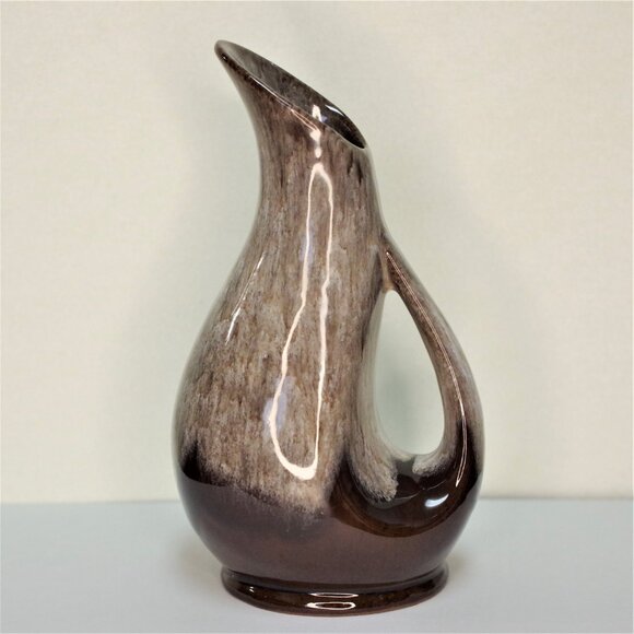 Pottery Brown Drip Glaze Small 6 3/4" Jug Pitcher Vase 992 Evangeline Ware - Picture 2 of 6